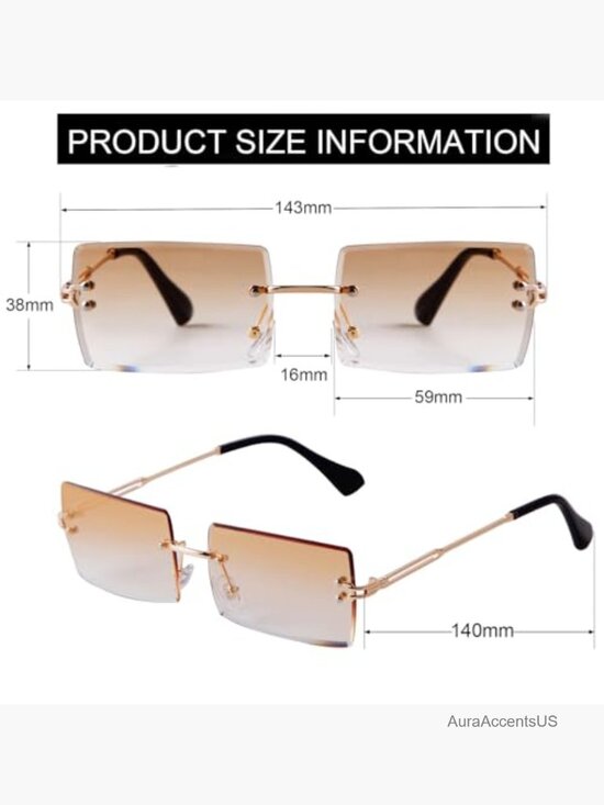 Rimless Rectangle Sunglasses Women Men Trendy Frameless Glasses UV400 main image 2